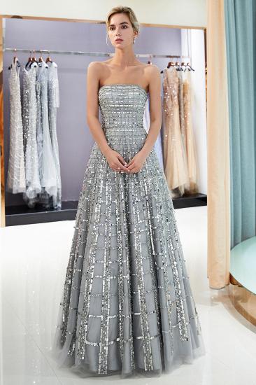 MARJORY | A-line Floor Length Strapless Sequined Chiffon Party Dresses_5