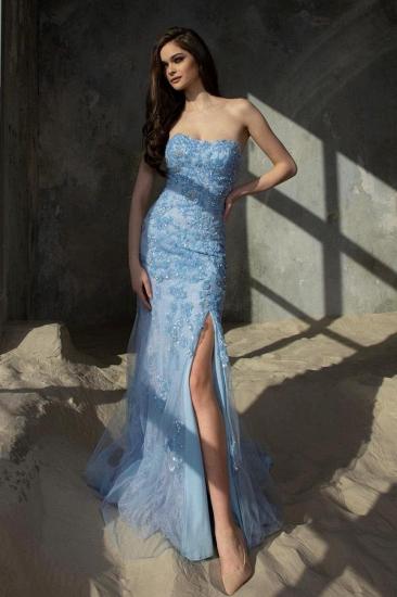Blue evening dresses long glitter | Prom dresses with lace_1
