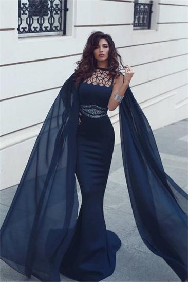 Dark Navy Mermaid Backless Prom Dresses 2022 Sleeveless Backless Evening Gowns with Beadings