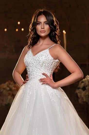 A-line sweetheart White wedding dress_2