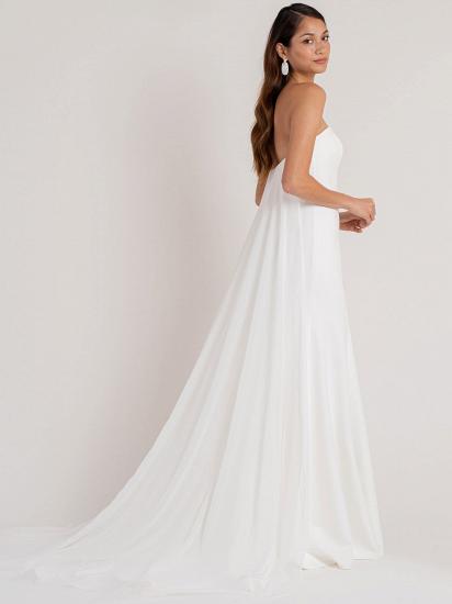 Strapless White Satin Mermaid Backless Wedding Dresses Long_2