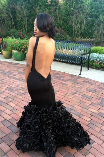 Sexy Sheath 2022 Prom Dresses with Flowers Backless Long Evening Gowns_3