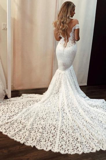 Simple Lace Mermaid Wedding Dresses | Sexy Off-the-Shoulder Bridal Gowns 2022_3
