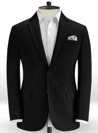 100% cotton black notched lapel two-piece suit_2