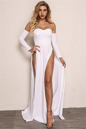 Sexy Front Splits Cheap Evening Dress 2022 | Strapless Cheap Party Dresses with Sleeves_6