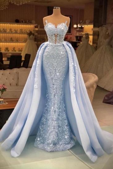 Stunning Glitter Crystal Sequin Mermaid Evening Dress Sleeveless Detachable Sweeping Train Sleeveless Prom Dress
