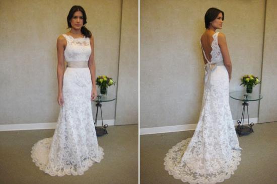 Formal White Lace Sweep Train Bridal Gown Simple Popular Custom Made Plus Size Wedding Dress_3