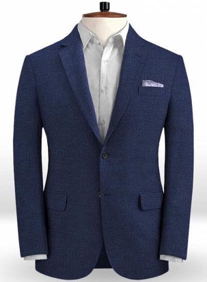 Elegant denim dark blue linen suit_2