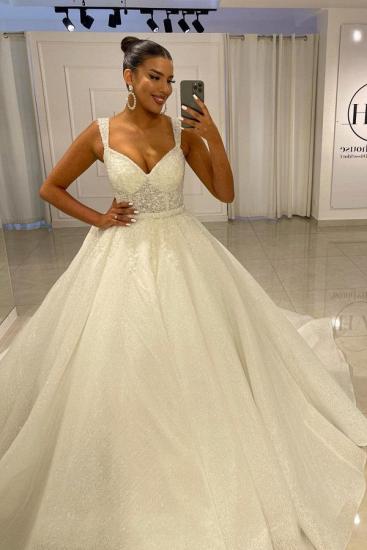 Designer A-Line Slip Lace Wedding Dress_2