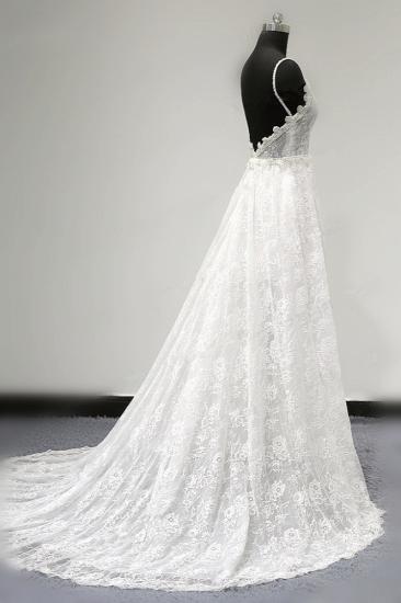 TsClothzone Sexy V-neck Tulle Lace Wedding Dress Spaghetti Straps V-Neck Appliques Bridal Gowns Online_4