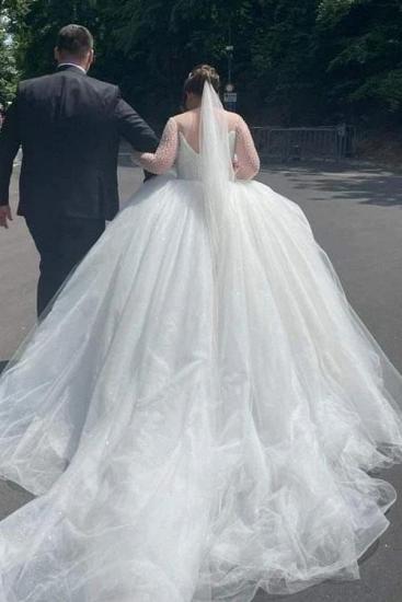 Elegante Sweetheart Long Sleeve Ball Gown Tulle Wedding Dresses_2