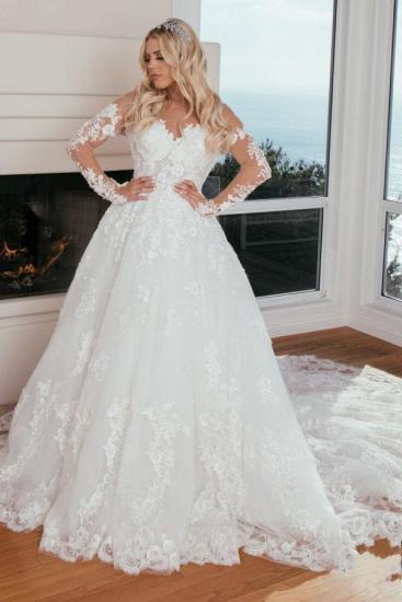 Wunderschöne Brautkleider aus Spitze | Brautkleider A-Linie mit Ärmeln