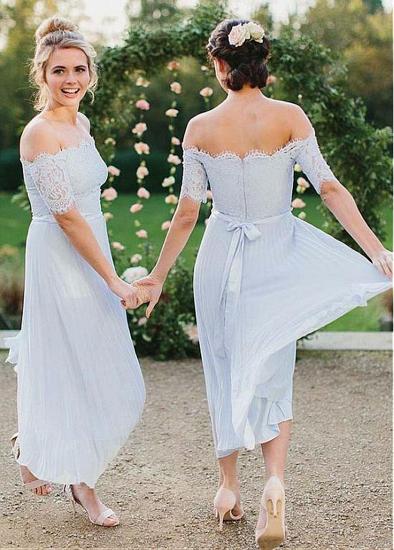 Light Blue Off-the-shoulder Lace A-line Bridesmaid Dress_2