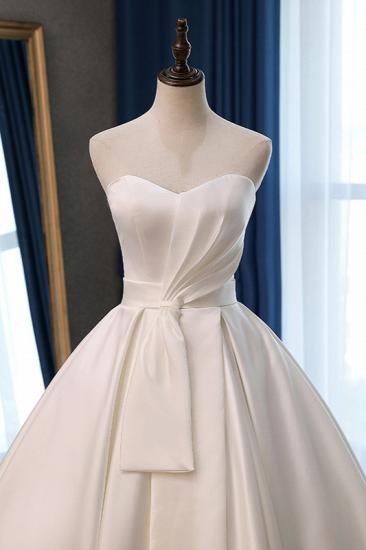 TsClothzone Elegant Sweetheart White Satin Wedding Dress A-line Ruffles Bridal Gowns On Sale_4
