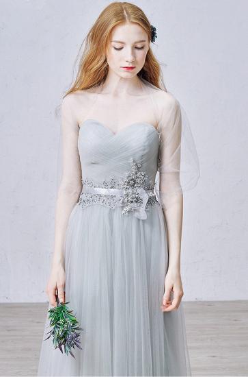 Elegant Sweetheart Grey Tulle Prom Dress New Arrival Floor Length Zipper Formal Occasion Dresses_3