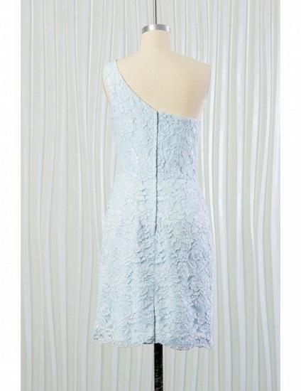 One Shoulder Light Blue Short Lace Bridesmaid Dress_3