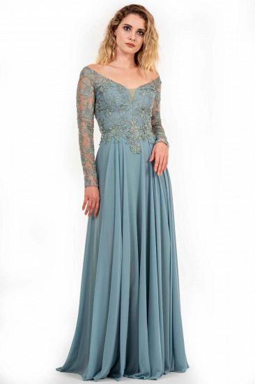 Charming Long Sleeves Chiffon Floral Lace Evening Maxi Dress