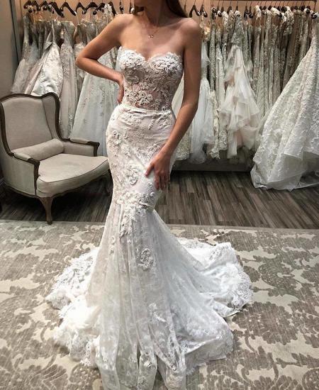 Charming Sweetheart Lace Applique Mermaid Wedding Dress| Bridal Gowns_2