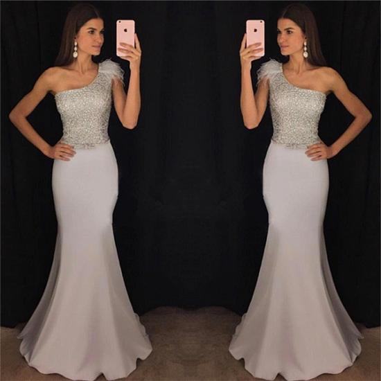New Arrival One Shoulder Mermaid Evening Dresses 2022 Sequins Prom Dresses with Fur_3