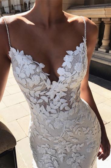 Sexy Spaghetti Straps V Neck Lace Prom Dresses|Long Sleeveless Floor Length Evening Gown_2