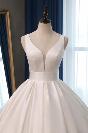 TsClothzone Sexy Deep-V-Neck Straps Satin Wedding Dress Ball Gown Ruffles Sleeveless Bridal Gowns Online_5