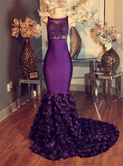 dresses Prom Sleeveless Purple Mermaid Long Lace-Applique with Flower-Train 2022_1