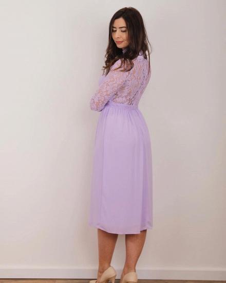 Elegant Lilac Chiffon Formal Dress  Ankle Length Half Sleeves_2