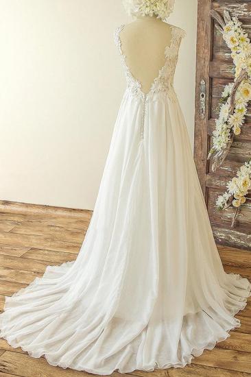 Chic Sleeveless Jewel Appliques Wedding Dress | A-line Chiffon Ruffles Bridal Gowns_3