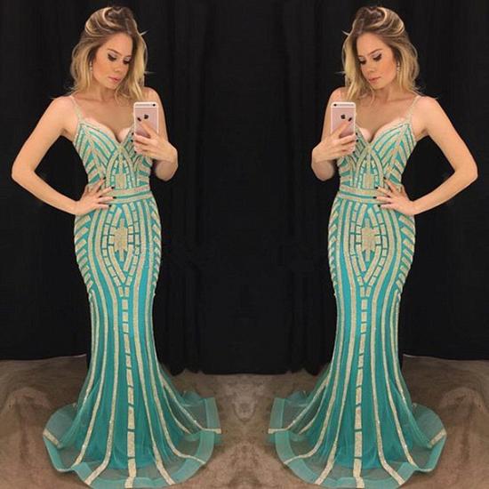 New Arrival Mermaid Spaghetti Straps Prom Dresses Sequins Sweep Train Evening Gowns_4
