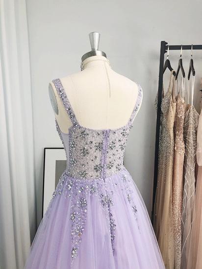 Lavender v-neck lace appliques a-line prom dress_4