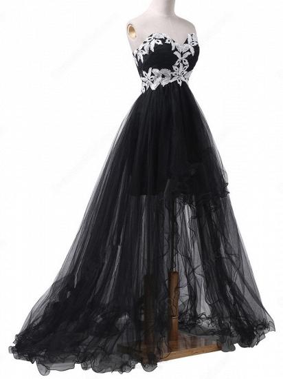 New Arrival A-Line Sweetheart Evening Gowns Black Lace Applique Party Dresses_4