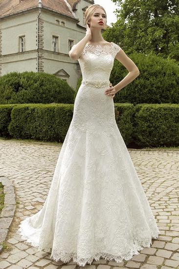 Elegant Mermaid Lace Beadings Bridal Dress Court Train Cap Sleeve 2022 Wedding Dresses