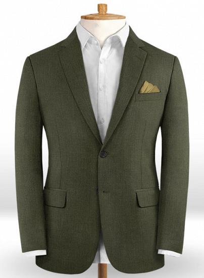 Seaweed green wool notched lapel casual suit | two-piece suit_2
