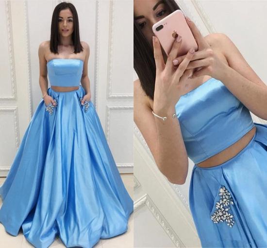 Two Pieces Prom Dresses Cheap | Strapless Long Formal Dresses_4