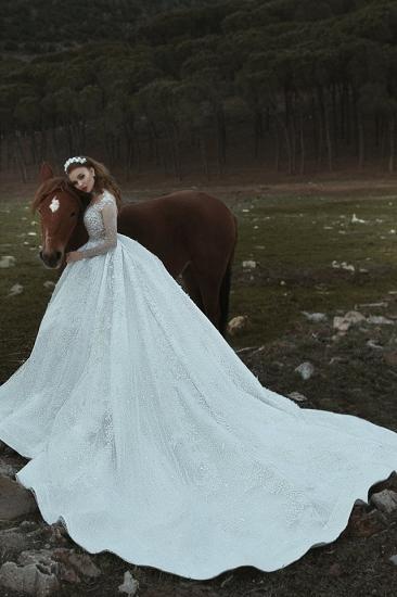 High Neck Sparkly Pailletten Vintage Brautkleider | Roayl Langarmkleider für Hochzeiten_3