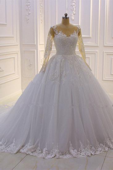 Trendy Sweetheart Long sleeves Ivory Ball Gown Wedding Dress_3