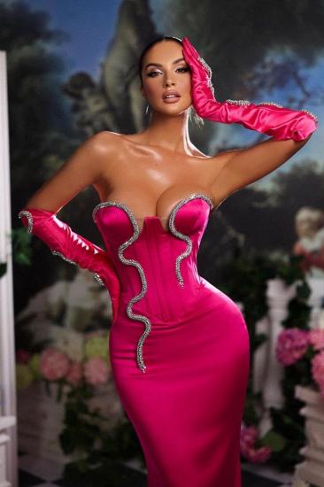 Lange Abendkleider im herzförmigen Meerjungfrau-Stil in Pink_2