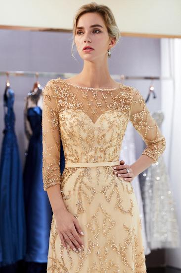 MELODY | A-line Illusion Neckline Long Beading Evening Gowns with Sleeves_27