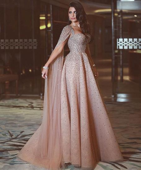 Luxurious Ruffles Crystal Evening Dress Sweetheart Long Party Gowns_1