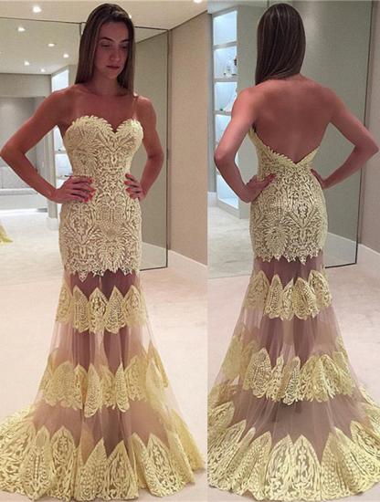 2022 Sweetheart Mermaid Evening Dresses | Appliques Open Back Sexy Prom Dresses_2