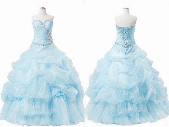 Elegant Sweetheart Crystal Ball Gown Quinceanera Dress Floor Length Tiered Custom Made Dresses with Beadings_2