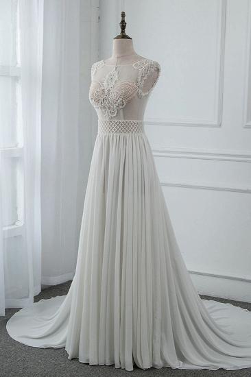 TsClothzone Sexy Jewel Sleeveless Chiffon Wedding Dresses See Through Top Bridal Gowns On Sale_4