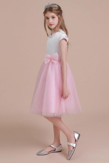 Pretty Length Flower Girl Dress | Cap Sleeve Tulle Knee Little Girls Pegeant Dress Online_4