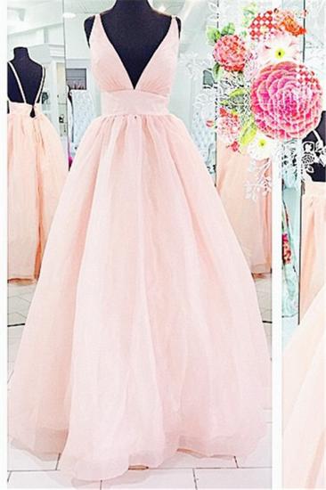 Pink Deep V-Neck Charming 2022 Evening Dresses Floor Length Stunning Prom Dresses