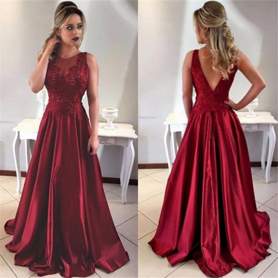 Sleeveless Burgundy Prom Dress A-line Sheer Tulle Appliques Long Formal Evening Gown 2022_3