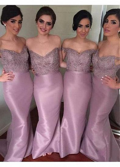 Light Purple Beaded Belt Mermaid Bridesmaid Dress