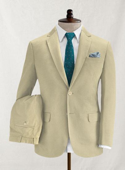 Khakifarbener Cutaway-Revers-Anzug für den Sommer | zweiteiliger Anzug_1