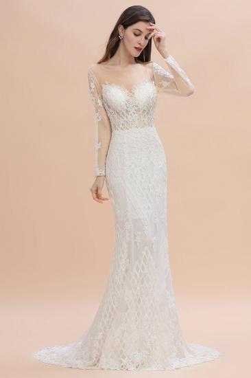 Luxury Beaded Lace Mermaid Wedding Dresses Tulle Appliques Bride Dresses with Detachable Train_3