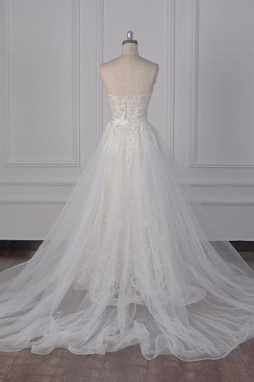 TsClothzone Stilvolles trägerloses Tüll-Spitze-Hochzeitskleid Schatz-Applikationen Brautkleider mit Überrock im Angebot_3