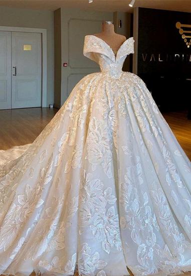 Glamorous Off-the-Shoulder Lace Wedding Dresses Ball Gowns